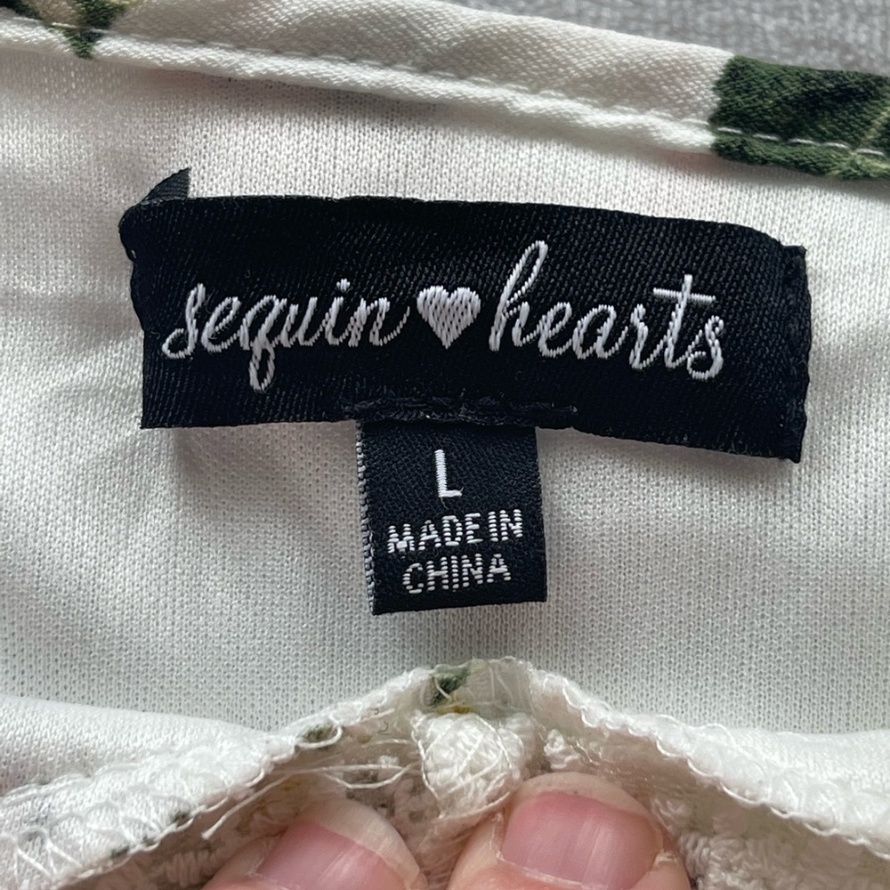 Sequin hearts nwt white pink floral cold shoulder dress - Picture 3 of 7